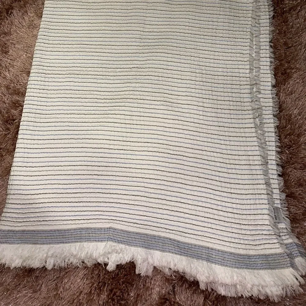 Inup Home Cotton Summer Throw Waffle Weave White,taupe, black, grey and blue